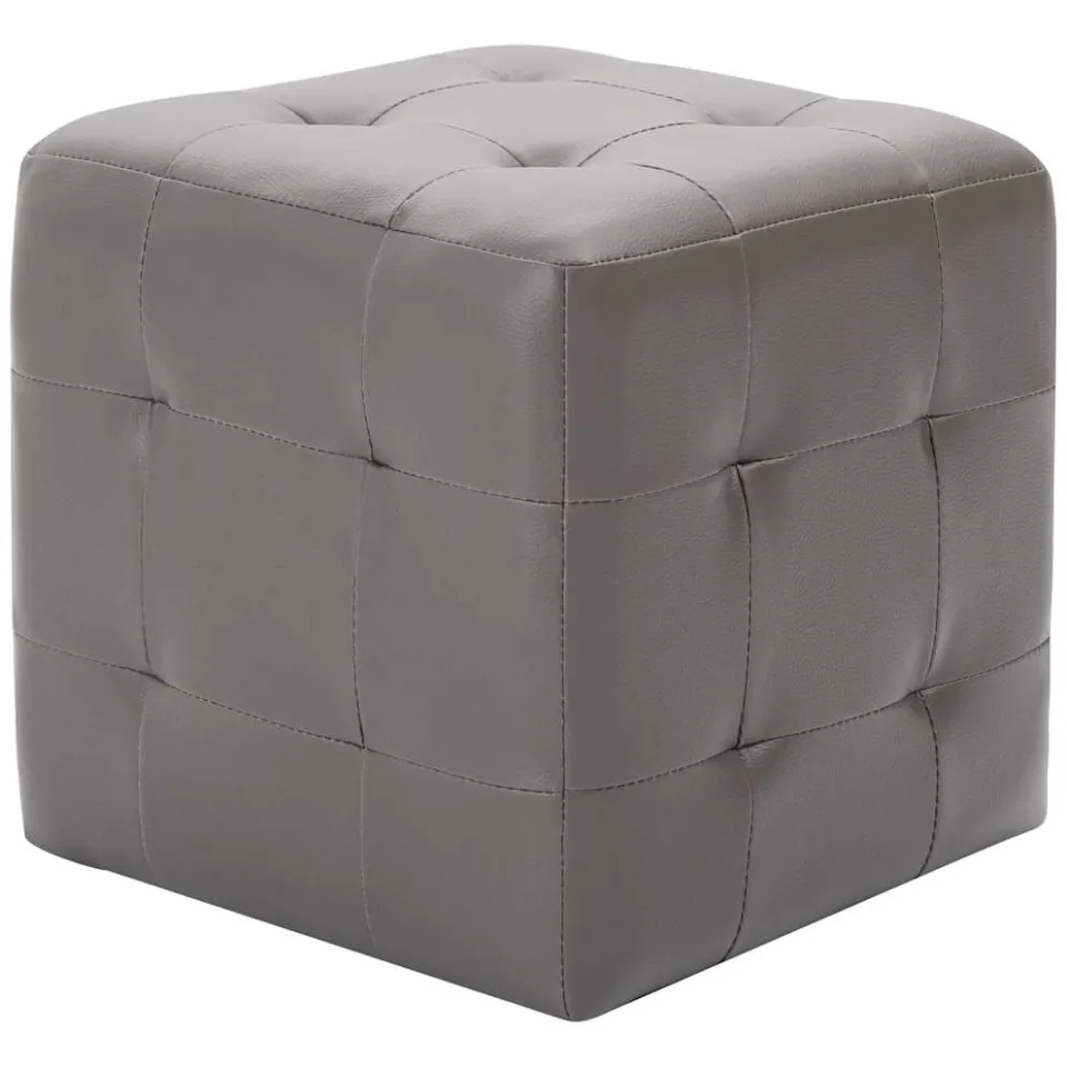 vidaXL Poef 2 st 30x30x30 cm kunstleer grijs, foto 2