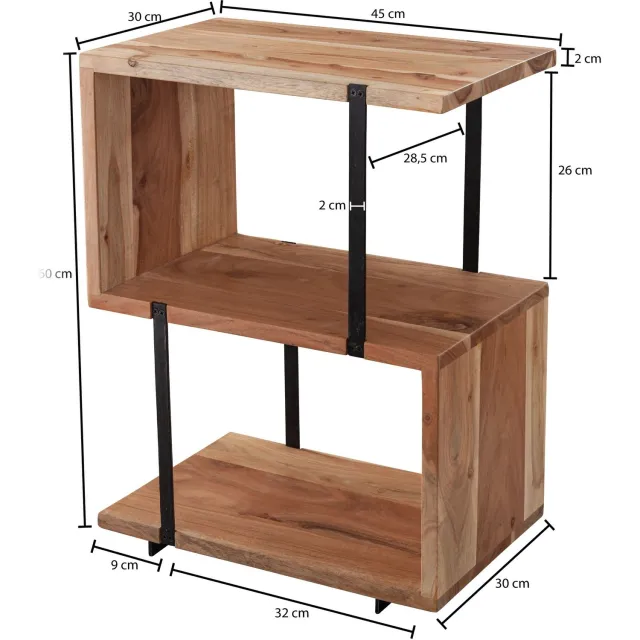 Cosmo Casa Bijzettafel - Massief acaciahout - 45 x 30 x 60 cm Bruin