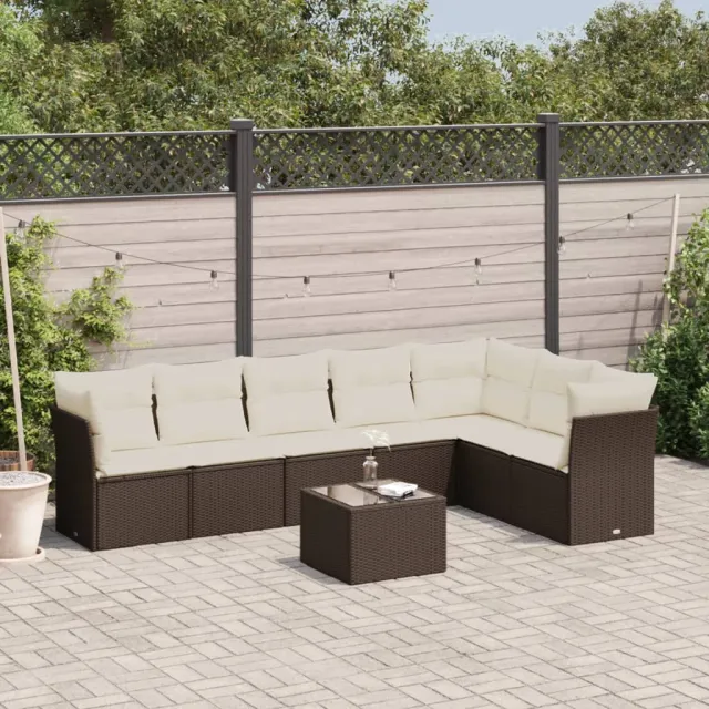 vidaXL 8-delige Loungeset met kussens poly rattan bruin, foto 2