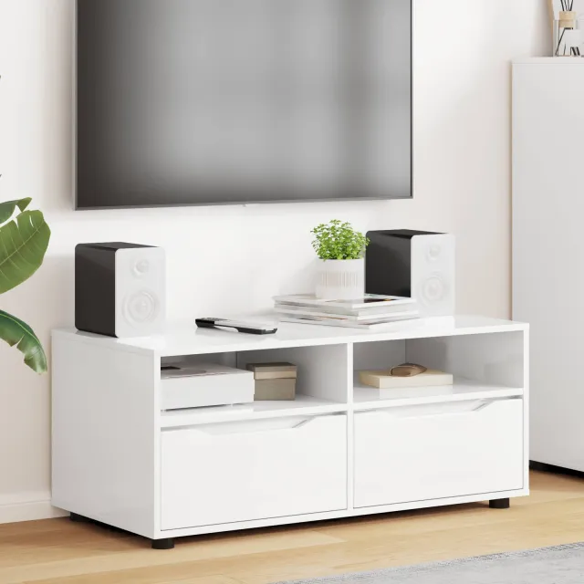 vidaXL TV-kast 100 x 48 x 43 cm Hoogglans wit Bewerkt hout, foto 2