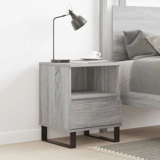 vidaXL Nachtkastje 40x35x50 cm bewerkt hout grijs sonoma eikenkleurig, foto 2