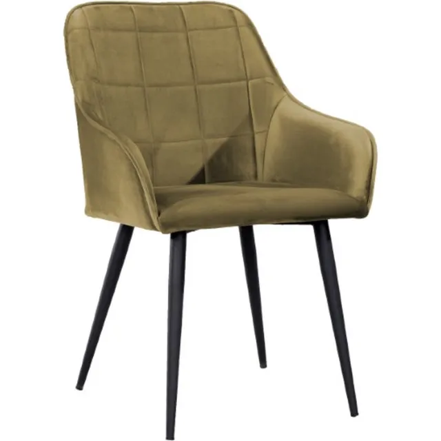Soof & Tess Soof&Tess - Set van 6 - Varese Eetkamerstoel - Okergeel - Fluweel - Velvet - Industrieel - Met armleuning - Easy Clean Stoffen - Hoge Kwaliteit