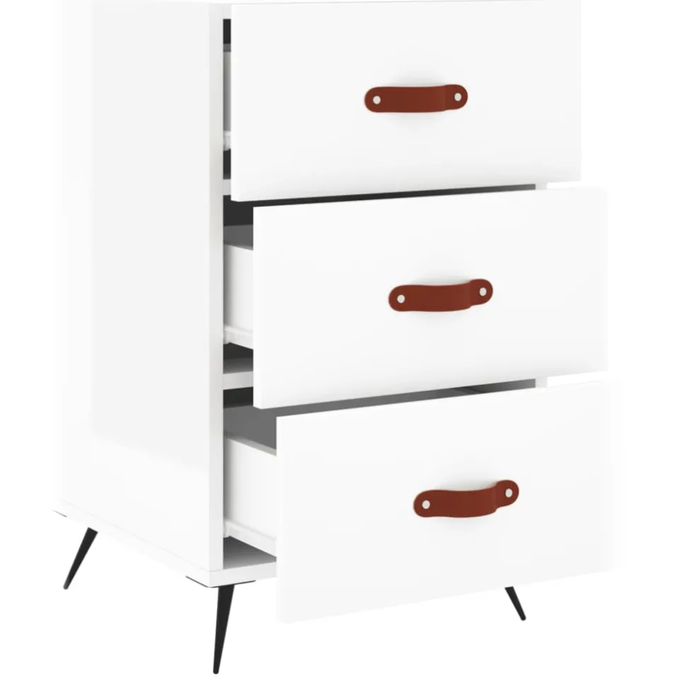 vidaXL Nachtkastje 40x40x66 cm bewerkt hout hoogglans wit