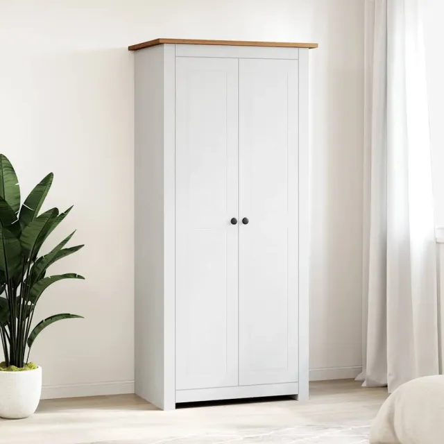 vidaXL Kledingkast Panama Range 80x50x171,5 cm massief grenenhout wit, foto 2