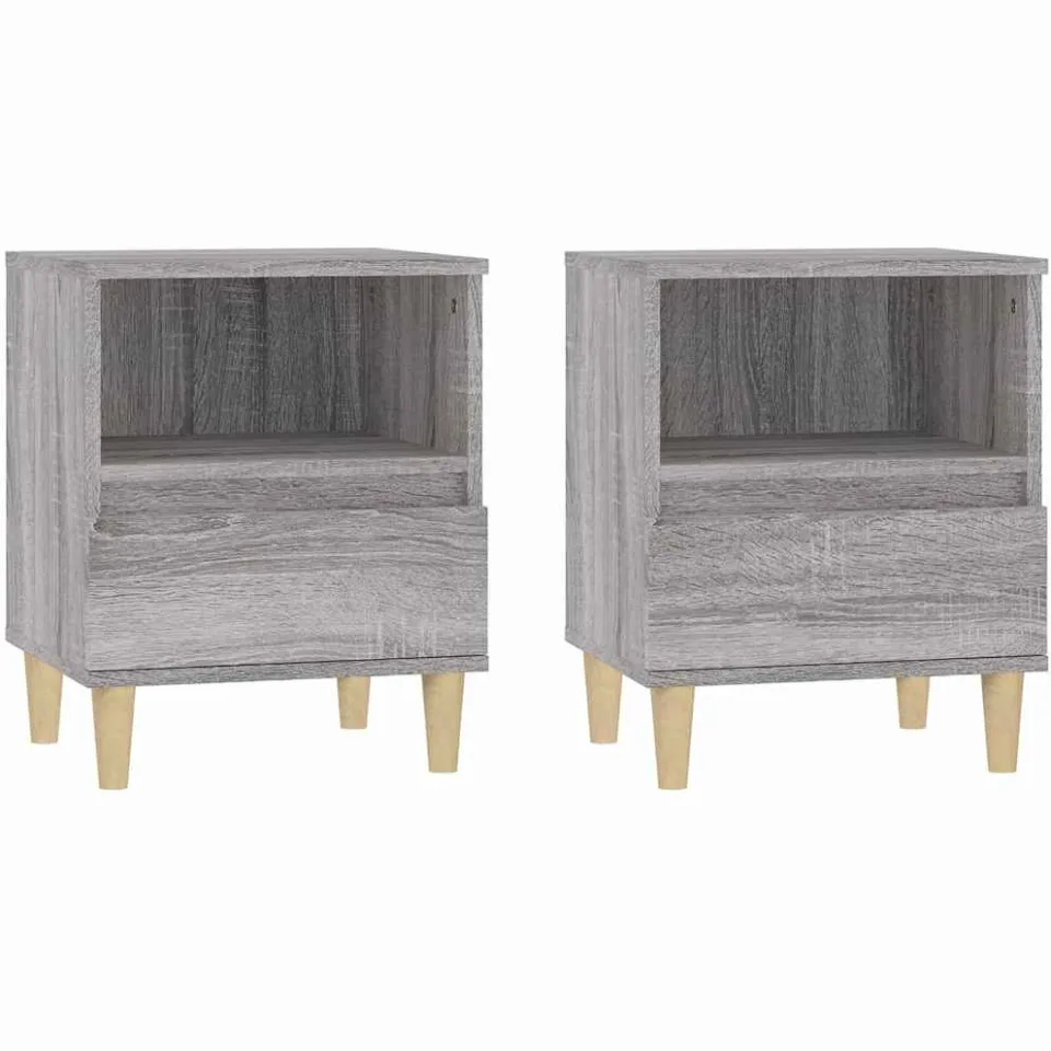 vidaXL Nachtkastjes 2 st 40x35x50 cm grijs sonoma eikenkleurig