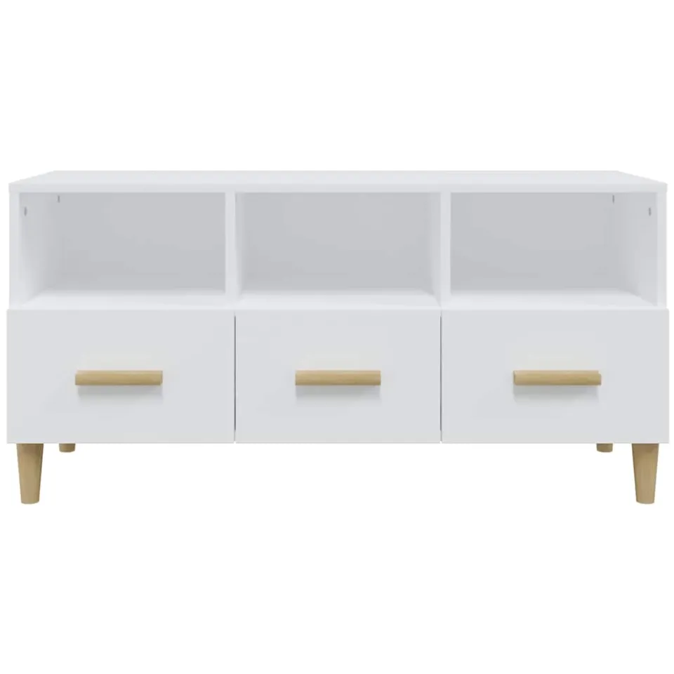 vidaXL Tv-meubel 102x36x50 cm bewerkt hout hoogglans wit, foto 4