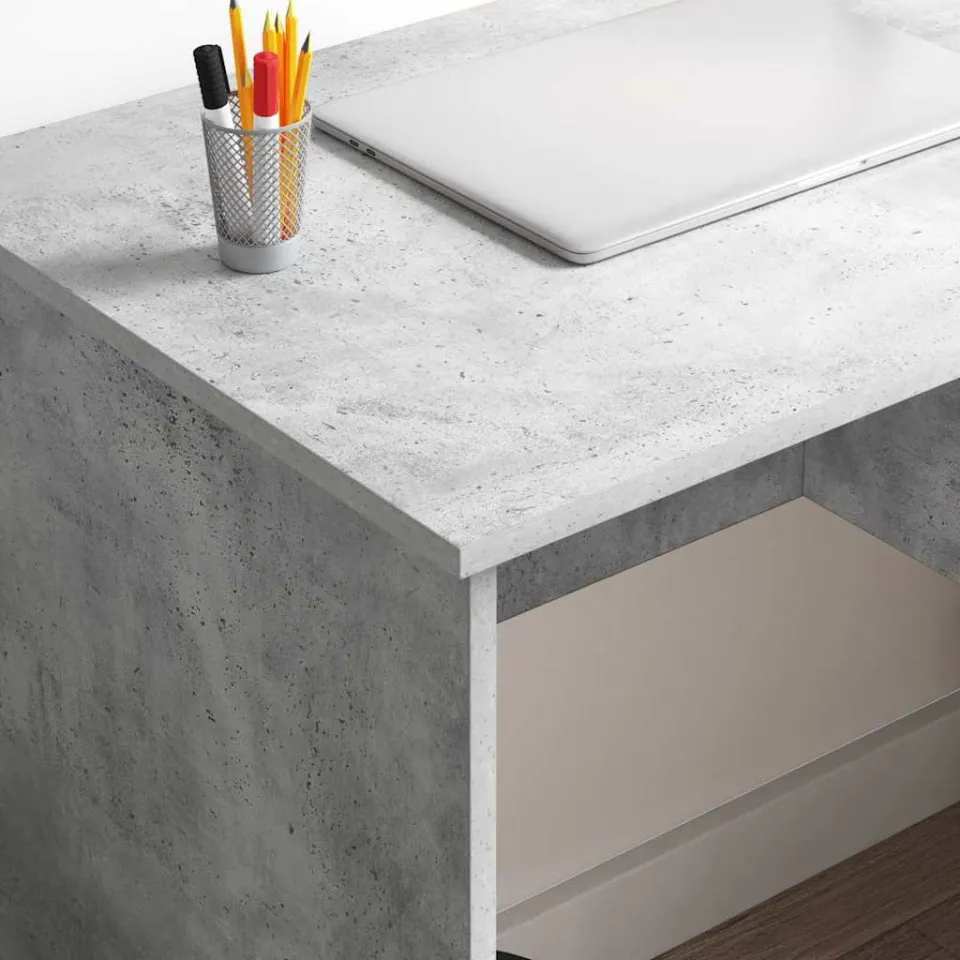 vidaXL Bureau Beton Grijs 90 x 49 x 75 cm Bewerkt hout, foto 4