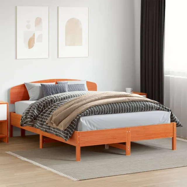 vidaXL Bedframe zonder matras massief grenenhout wasbruin 120x200 cm bruin
