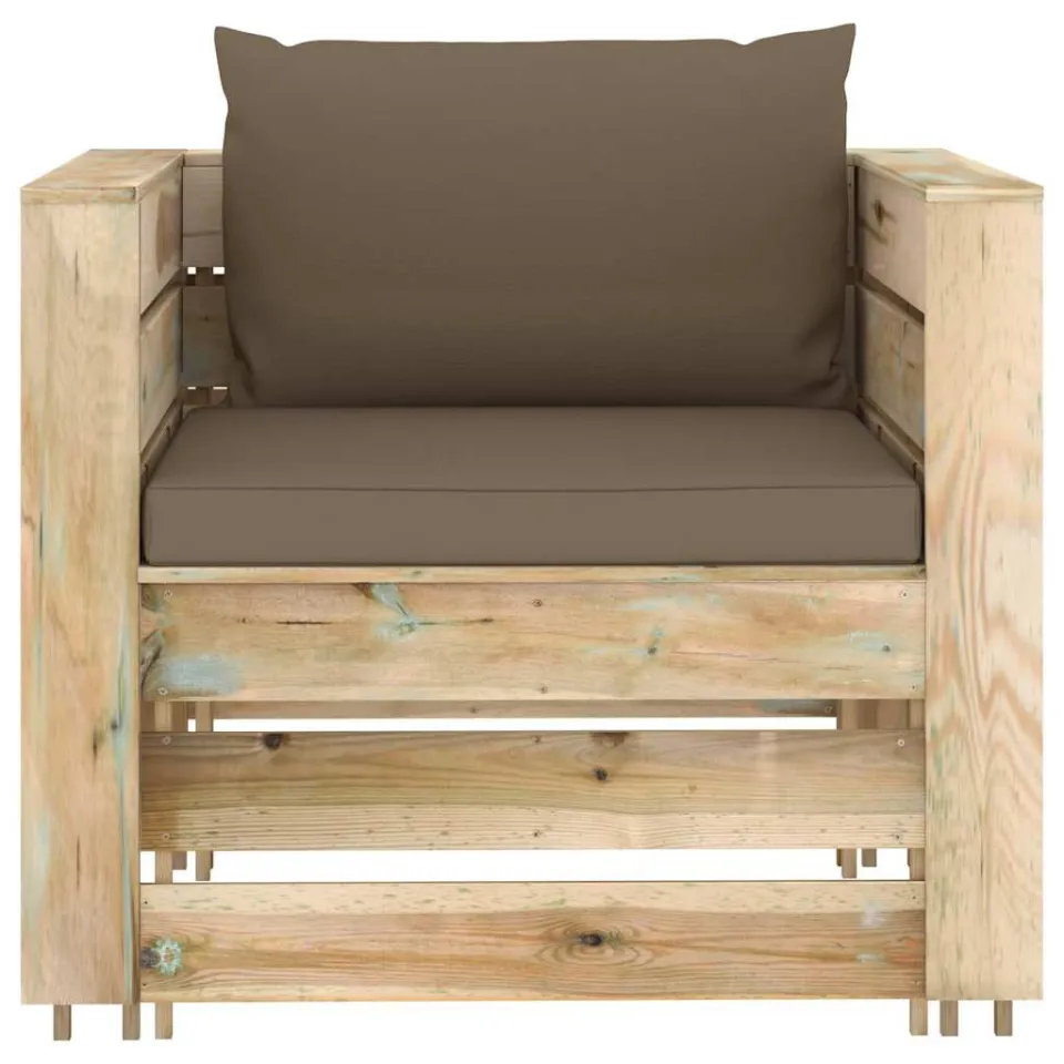 vidaXL 2-delige Loungeset met kussens groen geïmpregneerd hout, foto 3