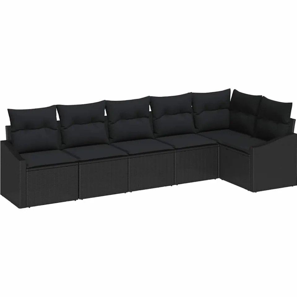 vidaXL Bankstel 6 st Zwart poly rattan, foto 4