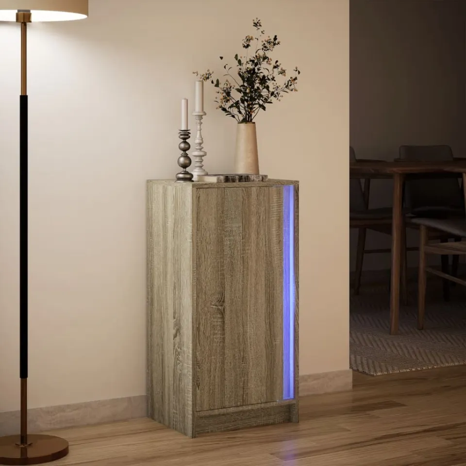 vidaXL Dressoir met LED 42,5x34x85 cm bewerkt hout sonoma eikenkleurig, foto 4