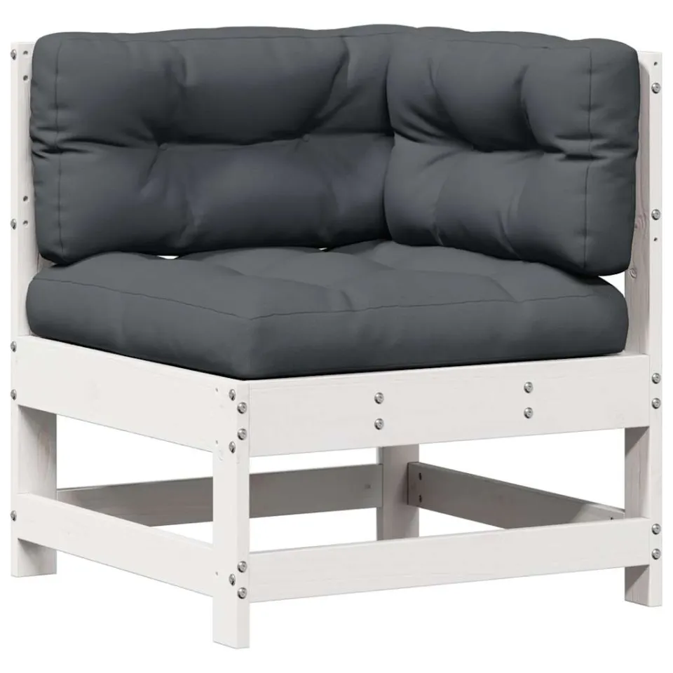 vidaXL 7-delige Loungeset met kussens massief grenenhout wit, foto 4