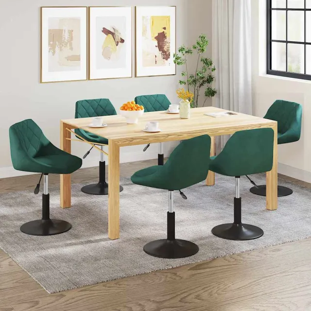 vidaXL Eetkamerstoelen draaibaar 6 st fluweel donkergroen