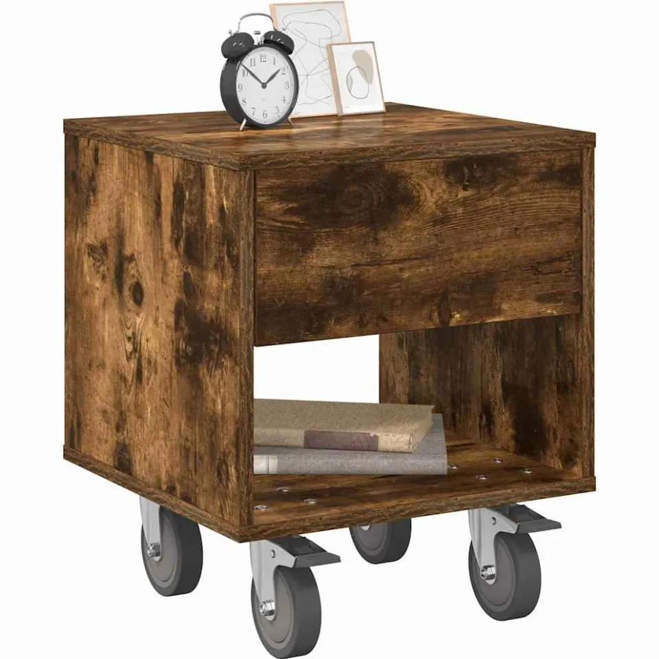 vidaXL Nachtkastje 2 st Gerookt eiken 40,5 x 40 x 48 cm Bewerkt hout Bruin