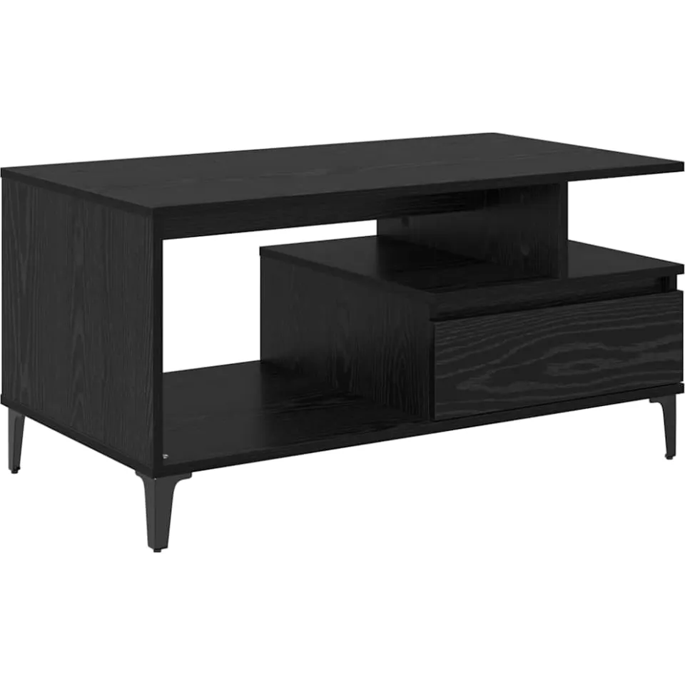 vidaXL Salontafel Zwart Eiken 90 x 49 x 45 cm Bewerkt hout, foto 3