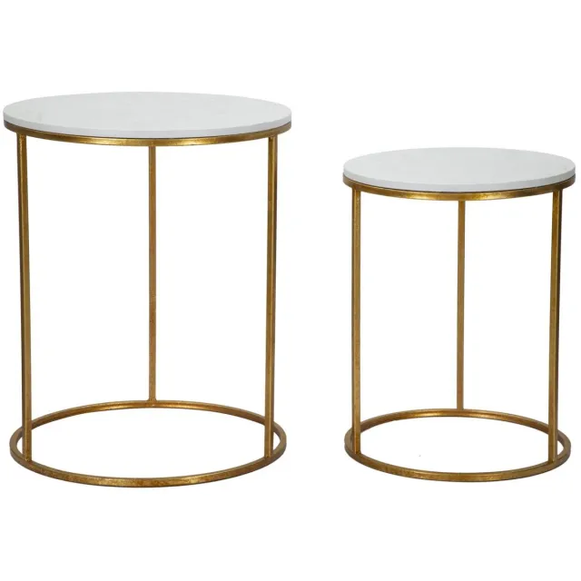 Mauro Ferretti Tafel Simply Marble Couple Ø 52x63-42x53 Goud