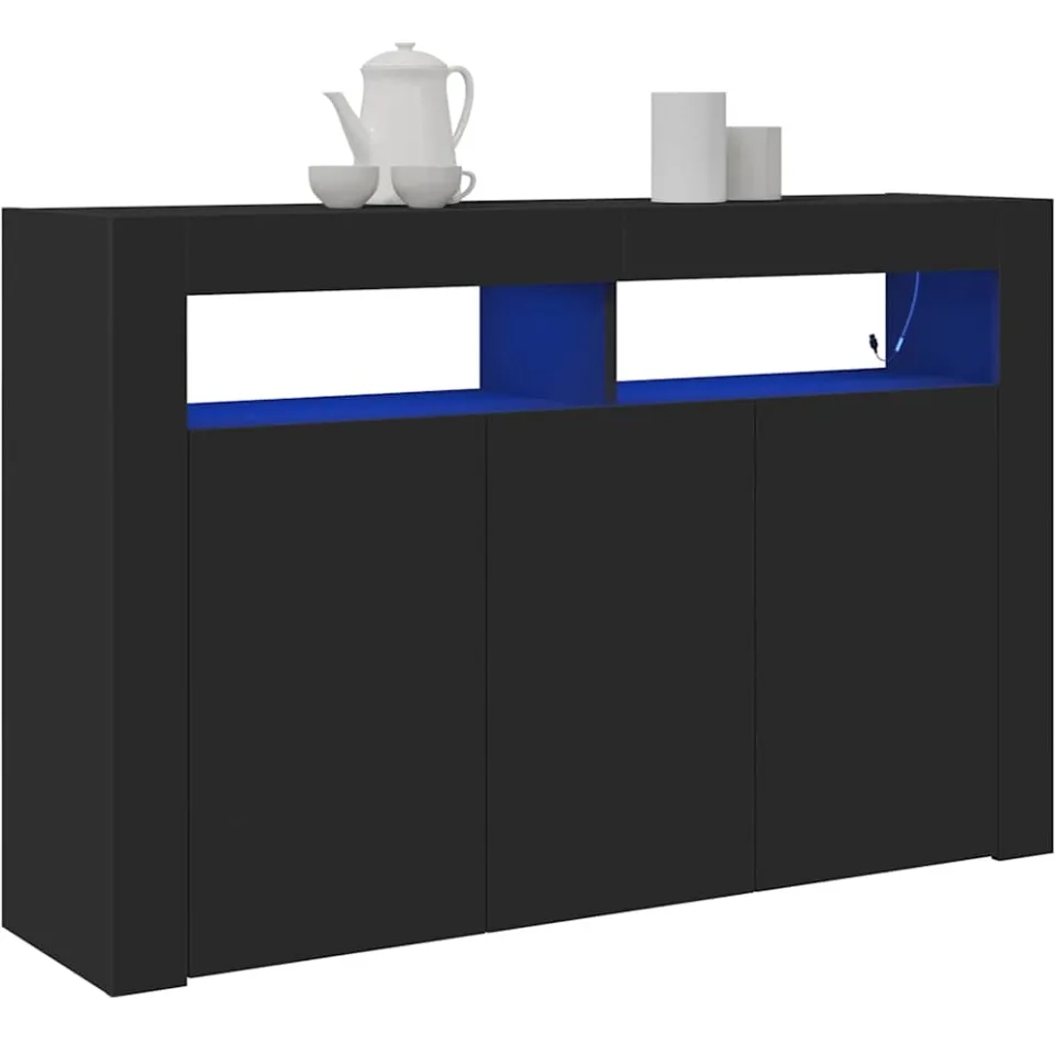 vidaXL Dressoir Zwart 116 x 30 x 75 cm Bewerkt hout, foto 3
