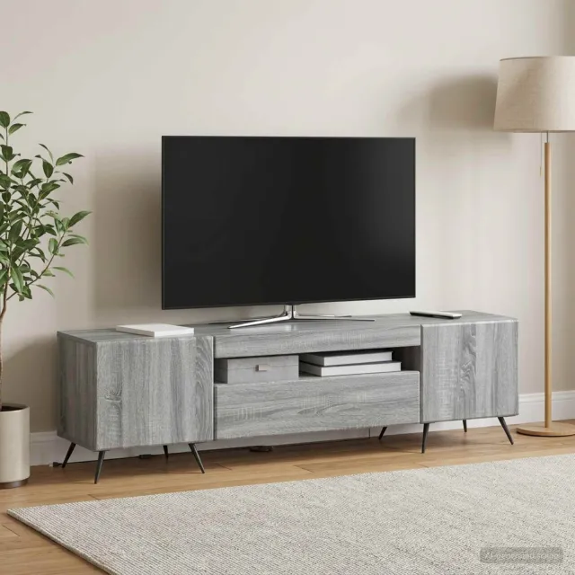 vidaXL LED tv-meubel Grijs Sonoma Bewerkt hout