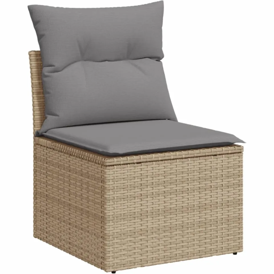 vidaXL 12-delige Loungeset met kussens poly rattan gemengd beige
