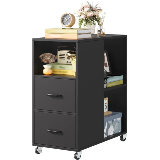 Happiq Rolcontainer - Voor Bureau - Met Drawer en Borden - Zwart