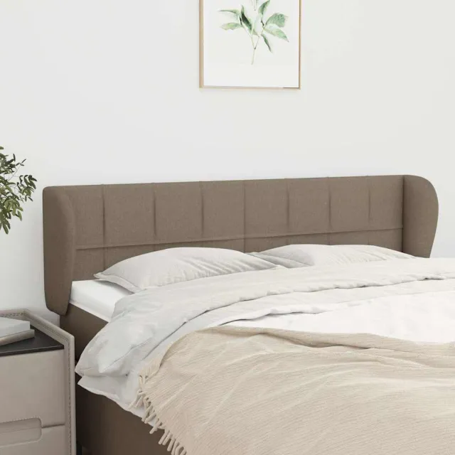 vidaXL Hoofdbord met randen 147x23x78/88 cm stof taupe