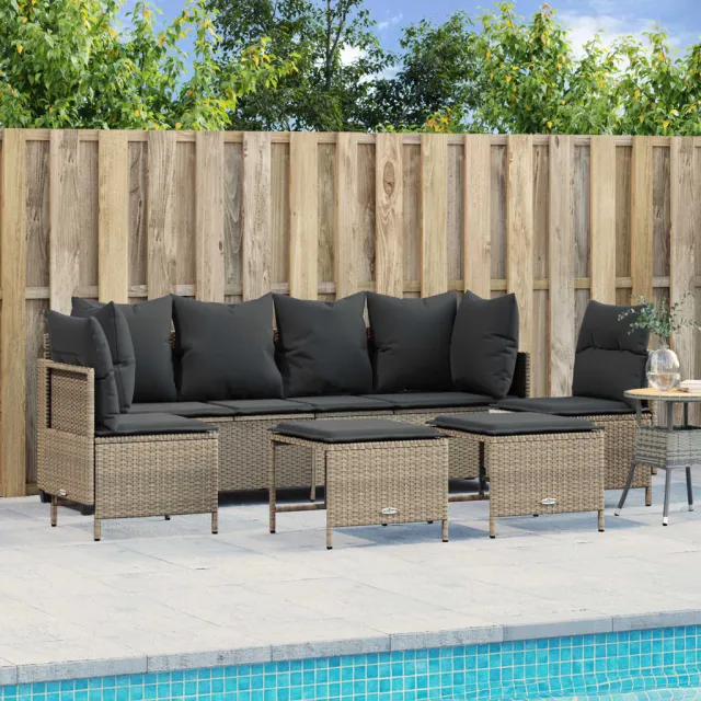 vidaXL 5-delige Loungeset met kussens poly rattan lichtgrijs grijs, foto 2
