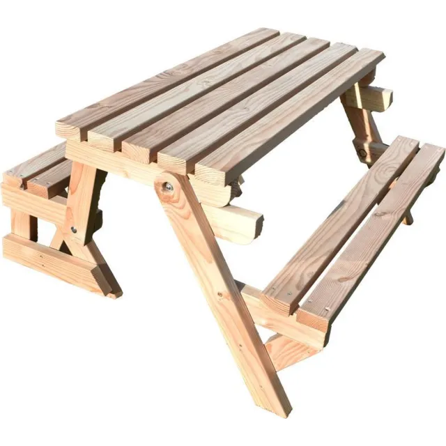 Maatwerkhout Picknicktafel en Bank 2 in 1 inklapbaar model Douglas hout 2-4 personen / Compleet gemonteerd afgeleverd!