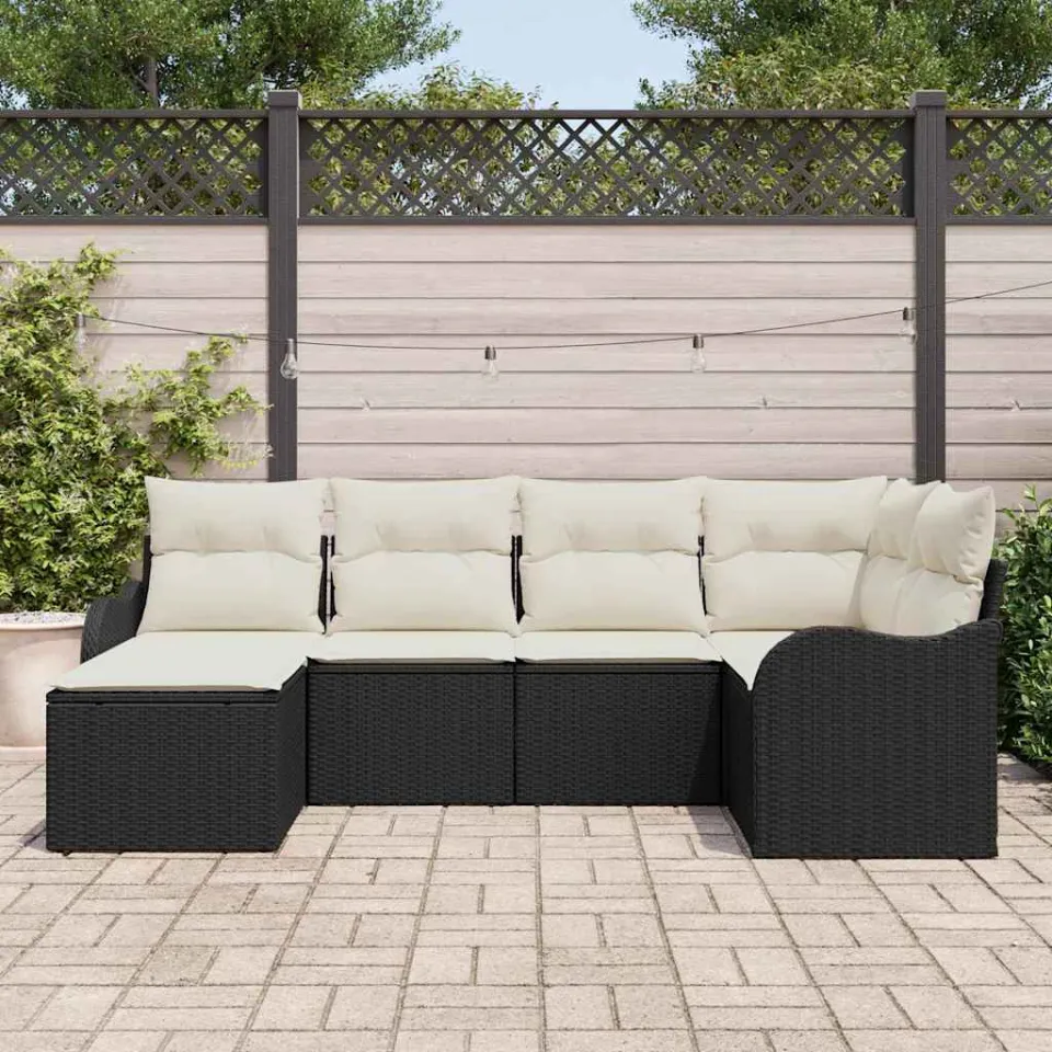 vidaXL Tuin Sofa Set 6 st Zwart en Wit poly rattan, foto 3