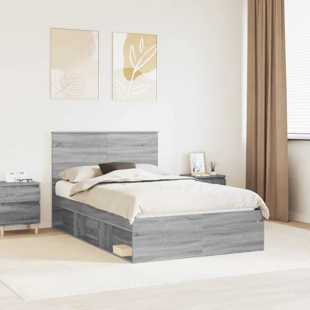vidaXL Bedframe Grijs Sonoma 120 x 200 cm Massief grenenhout