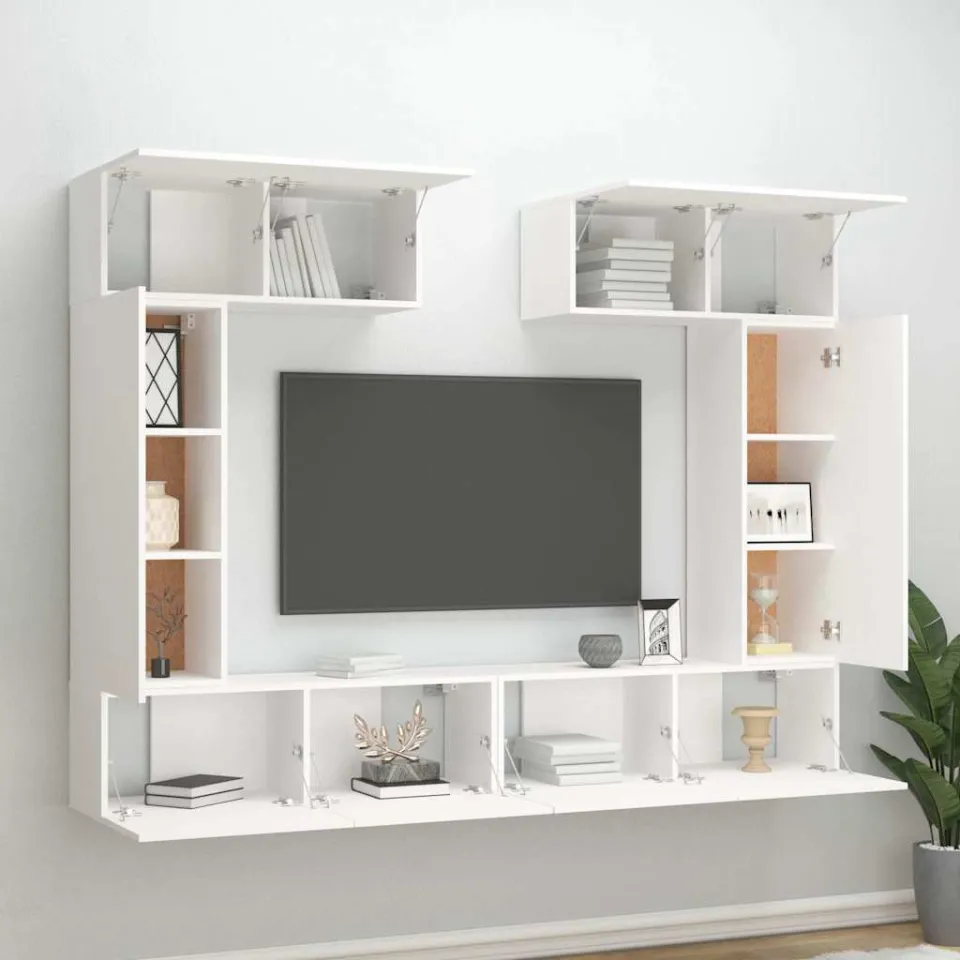 vidaXL 6-delige Tv-meubelset bewerkt hout wit, foto 3