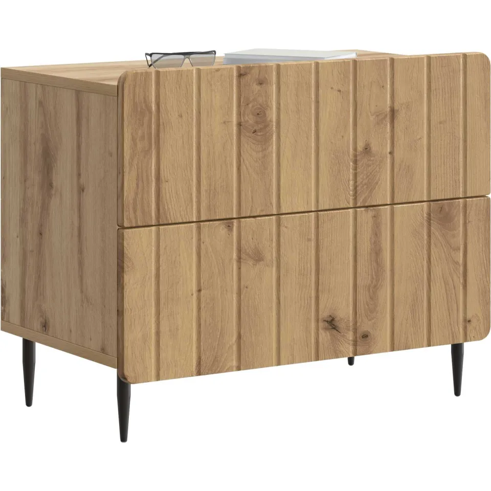 vidaXL Nachtkastje Artisanaal eiken 62 x 34,5 x 49,5 cm Bewerkt hout Bruin
