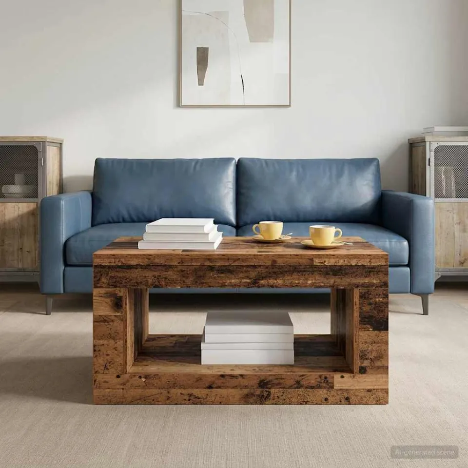vidaXL Salontafel Oudhout 99.5 x 50 x 50 cm Bewerkt hout bruin, foto 4