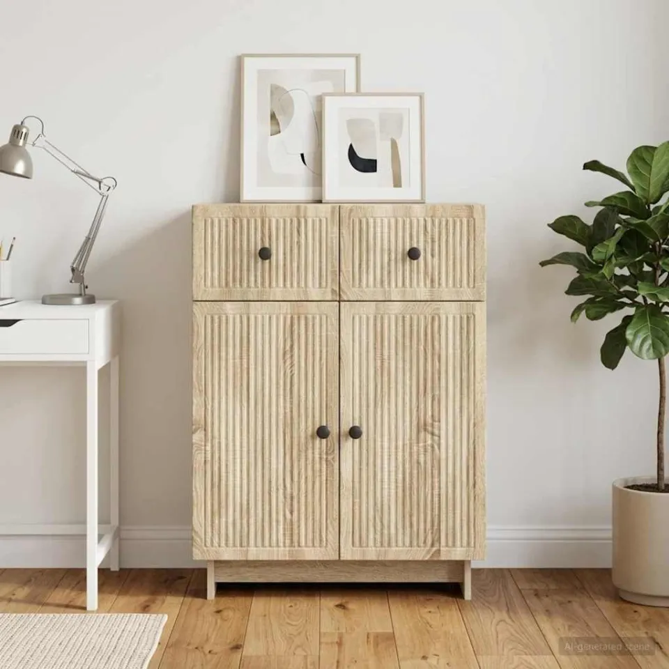 vidaXL Dressoir Sonoma Eiken 66 x 34,5 x 90 cm Bewerkt hout, foto 3