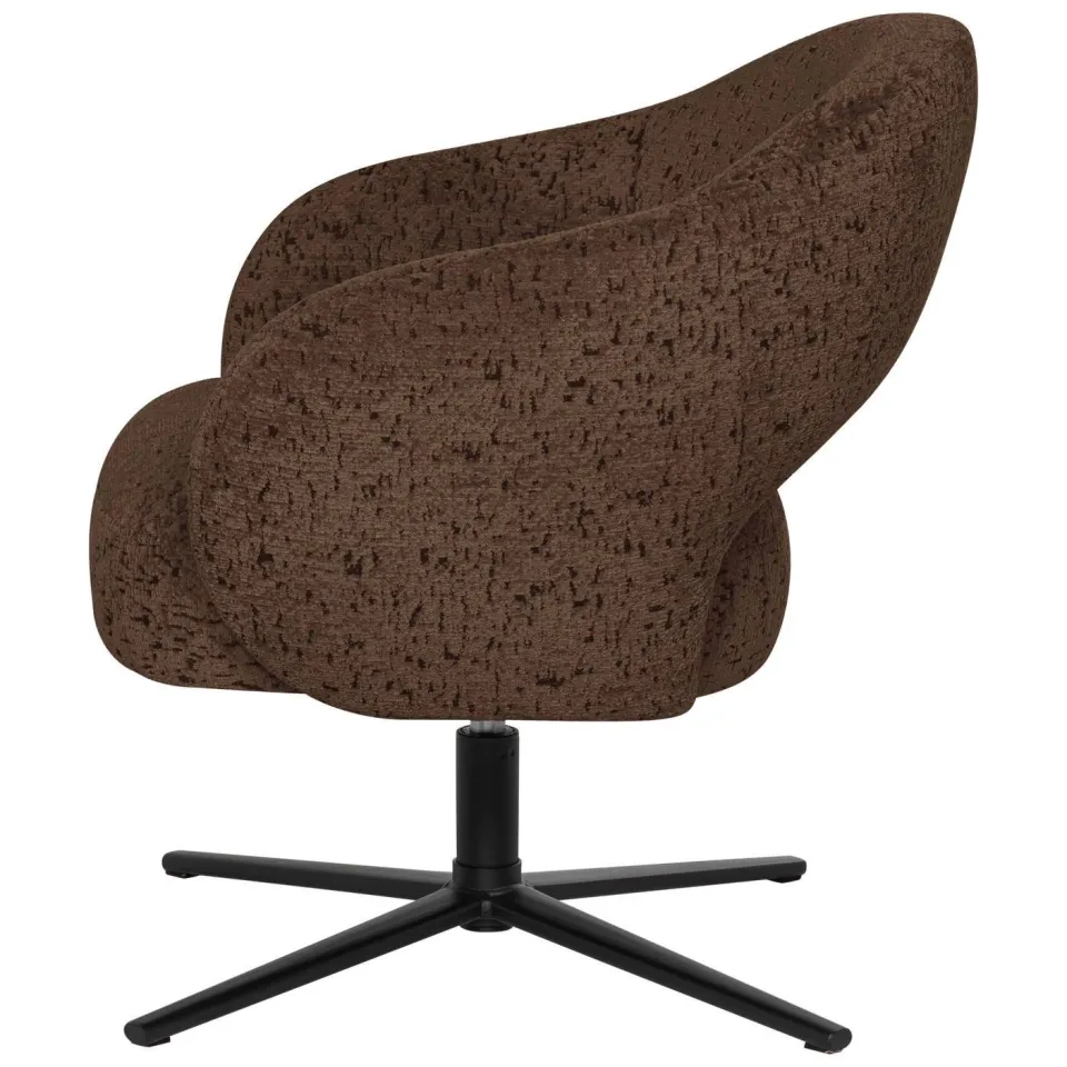 WOOOD Pico Draaifauteuil - Wollig Structuur - Bruin - 74x71x69, foto 4