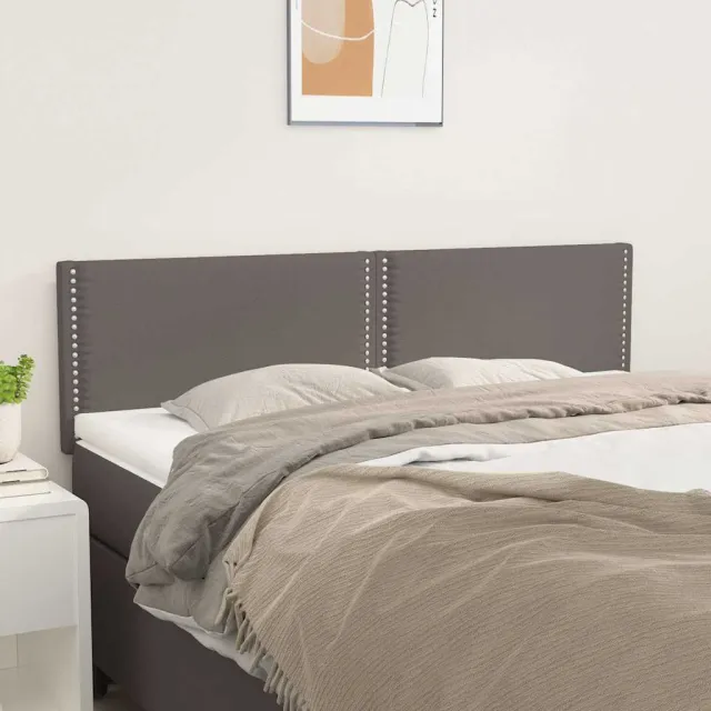 vidaXL Hoofdborden 144x5x78/88 cm kunstleer grijs