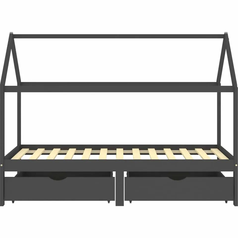vidaXL Kinderbedframe met lades grenenhout donkergrijs 90x200 cm grijs, foto 2