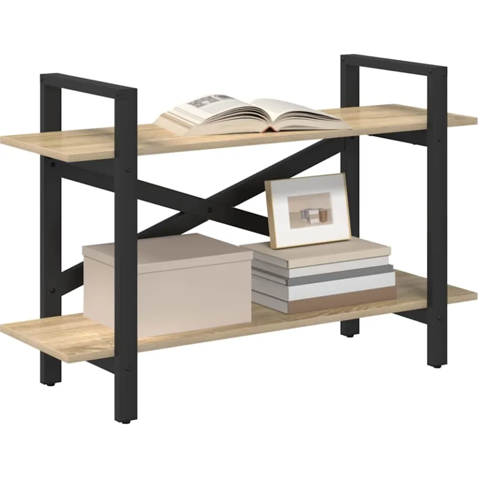 vidaXL Boekenkast 2-laags 100 x 33,5 x 64 cm Bewerkt hout Sonoma Eiken Bruin