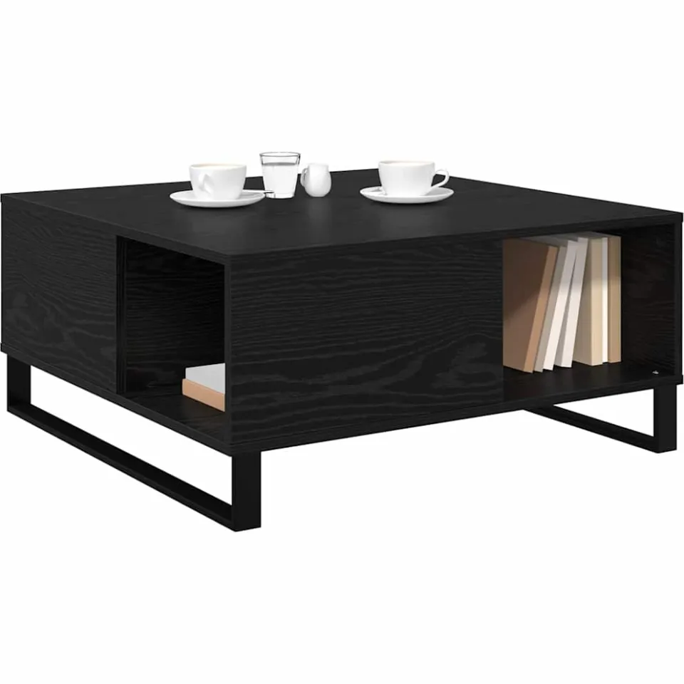 vidaXL Salontafel Zwart Eiken 80 x 80 x 36,5 cm Bewerkt hout