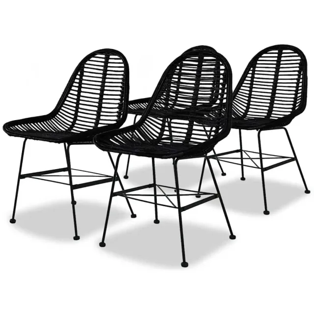 vidaXL Eetkamerstoelen 4 st natuurlijk rattan zwart