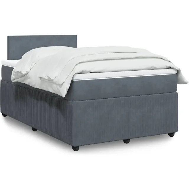 vidaXL Boxspring met matras fluweel donkergrijs 120x200 cm grijs