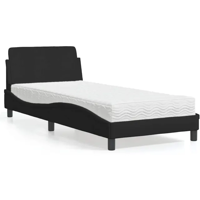 vidaXL Bed met matras "Dover" stof zwart 80x200 cm