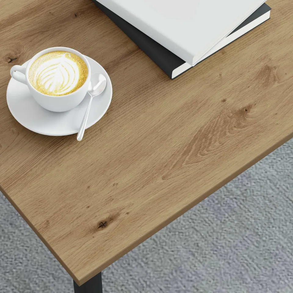 vidaXL Salontafel Artisanaal eiken 100 x 100 x 45 cm Bewerkt hout, foto 3