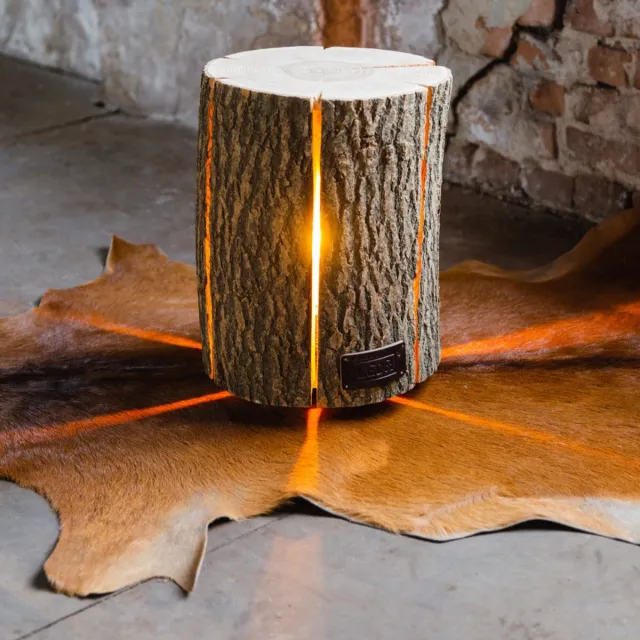 LEDR Wood Light - Ash Wood M - bijzettafel met sfeerlicht - robuust 100% hout - 30x20cm bruin