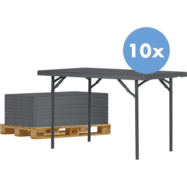 ZOWN Actiepakket | 10 klaptafel New Classic | grijs | opvouwbaar | 122 x 76 cm antraciet