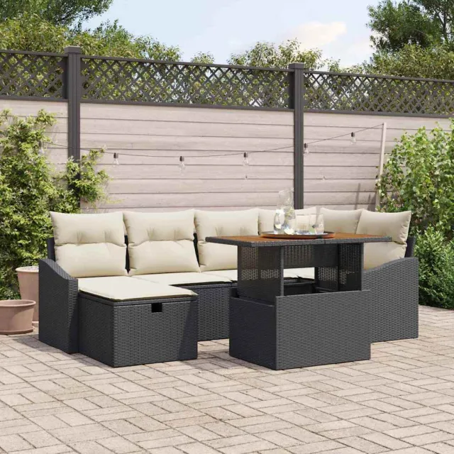 vidaXL Tuin Sofa Set 7 st Zwart poly rattan, foto 2