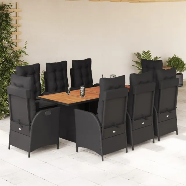 vidaXL 9-delige Tuinset poly rattan zwart, foto 2
