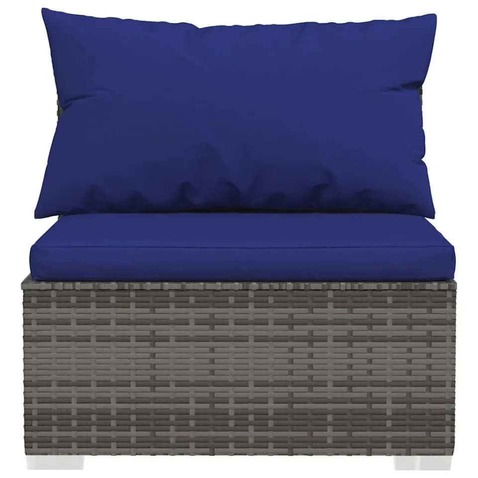vidaXL Tuinbank 3-zits met kussens poly rattan grijs, foto 4