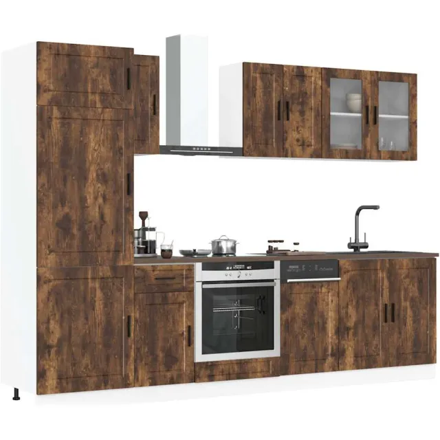 vidaXL 8-delige Keukenkastenset Porto bewerkt hout gerookt eiken
