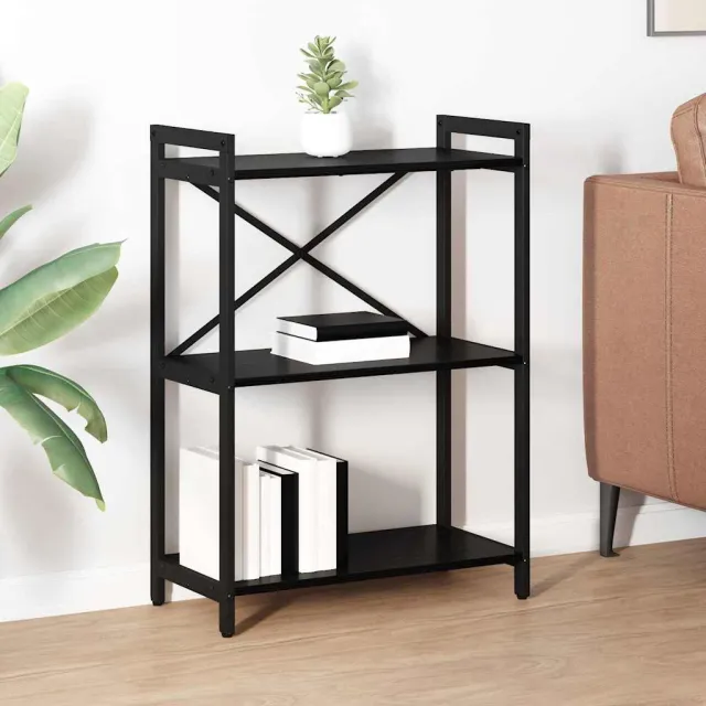vidaXL Boekenkast 60 x 30 x 85 cm Bewerkt hout Zwart Eiken, foto 2