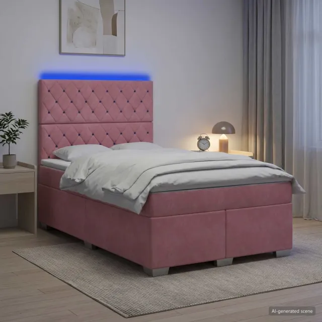vidaXL Boxspringbed met matras Roze 120 x 200 cm Fluweel